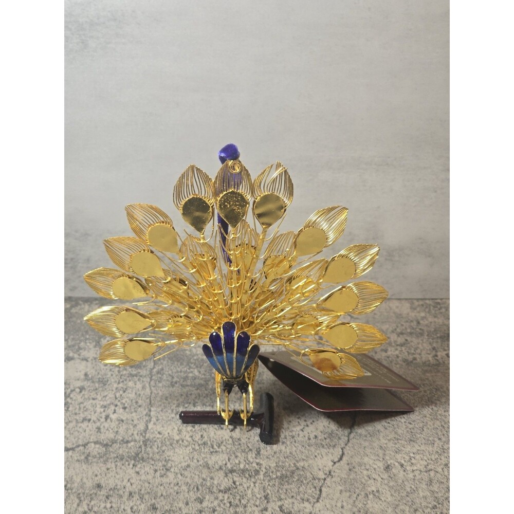 DILLARD'S "TRIMMINGS" COLLECTIBLE CLOISONNE PEACOCK Christmas ORNAMENT - Picture 12 of 12